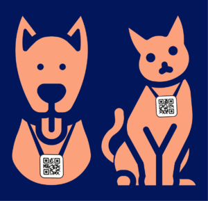 Pets equipped with Smial anti-loss QR code tags to contact owner in case of loss